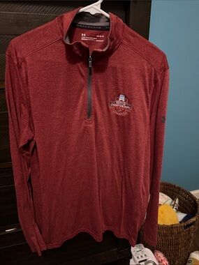 Under Armour Maroon Heathered Half-Zip Pullover with Championship Patch